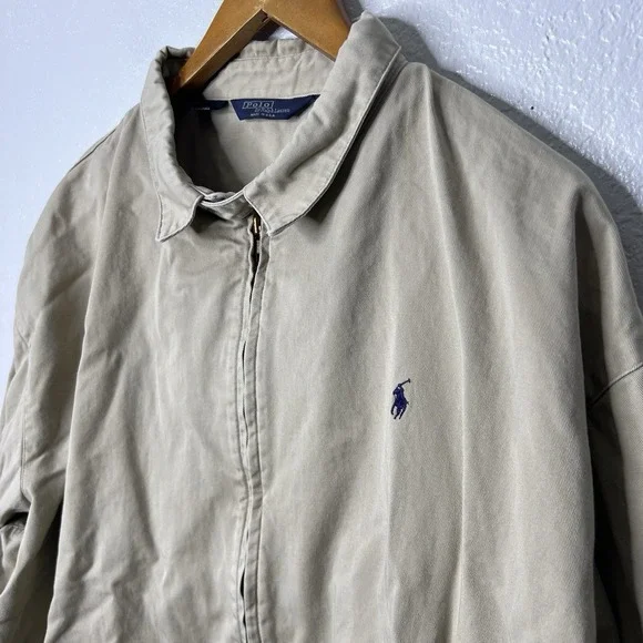 Vintage Polo Ralph Lauren Harrington Jacket Beige Men XXL Bomber Made In USA 90s